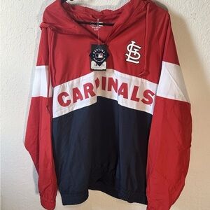 Men’s Large St. Louis Cardinals NEW ERA 1/4 Windbreaker Hooded Jacket New NWT